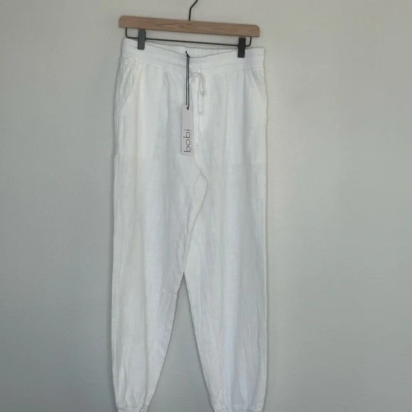 Bobi Los Angeles White Cotton Joggers NWT SZ Small